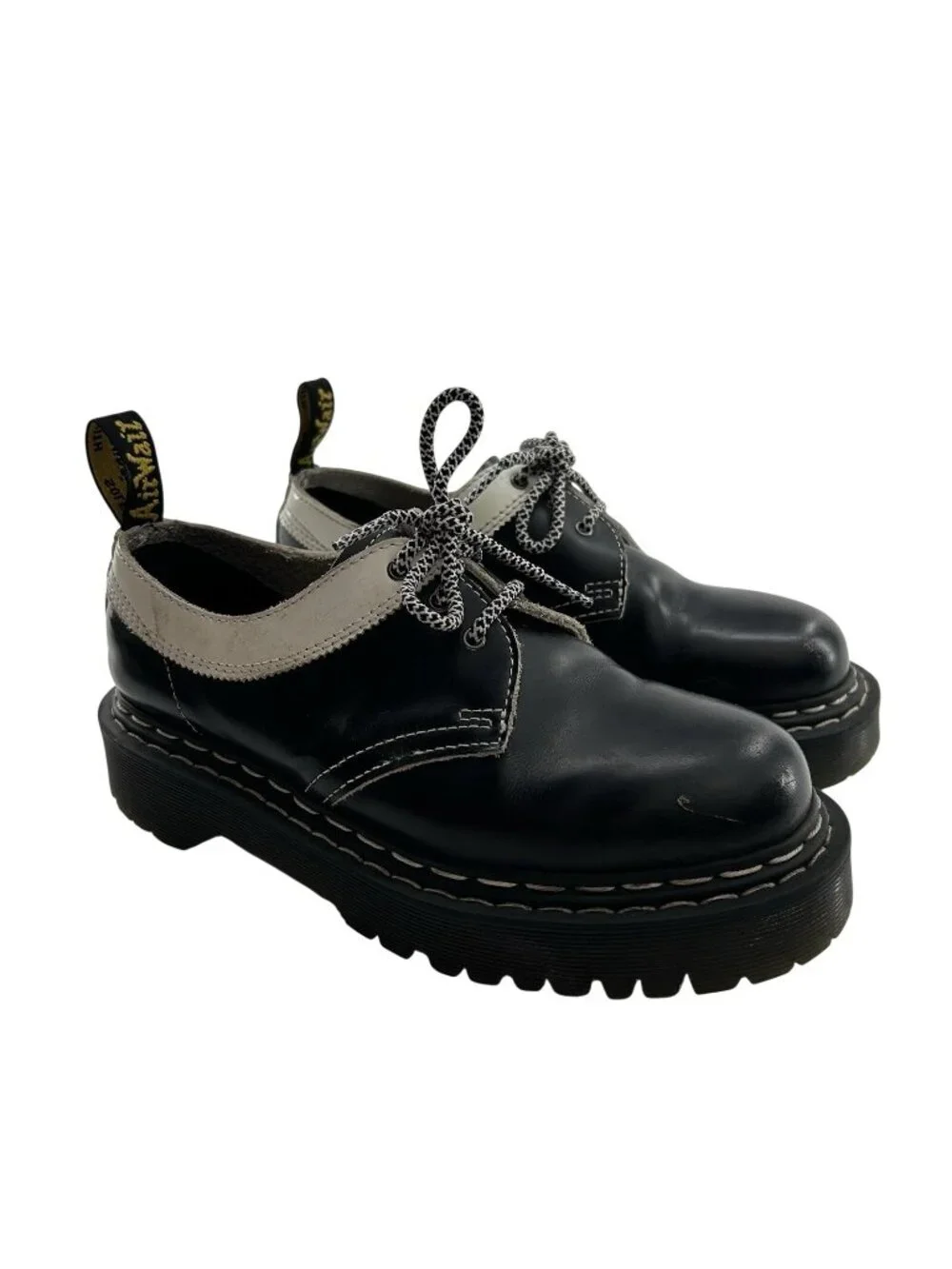 Dr Martens 1461 Bex Smooth Contrast Leather Oxford Shoes UnisexM6 W7 Black+White